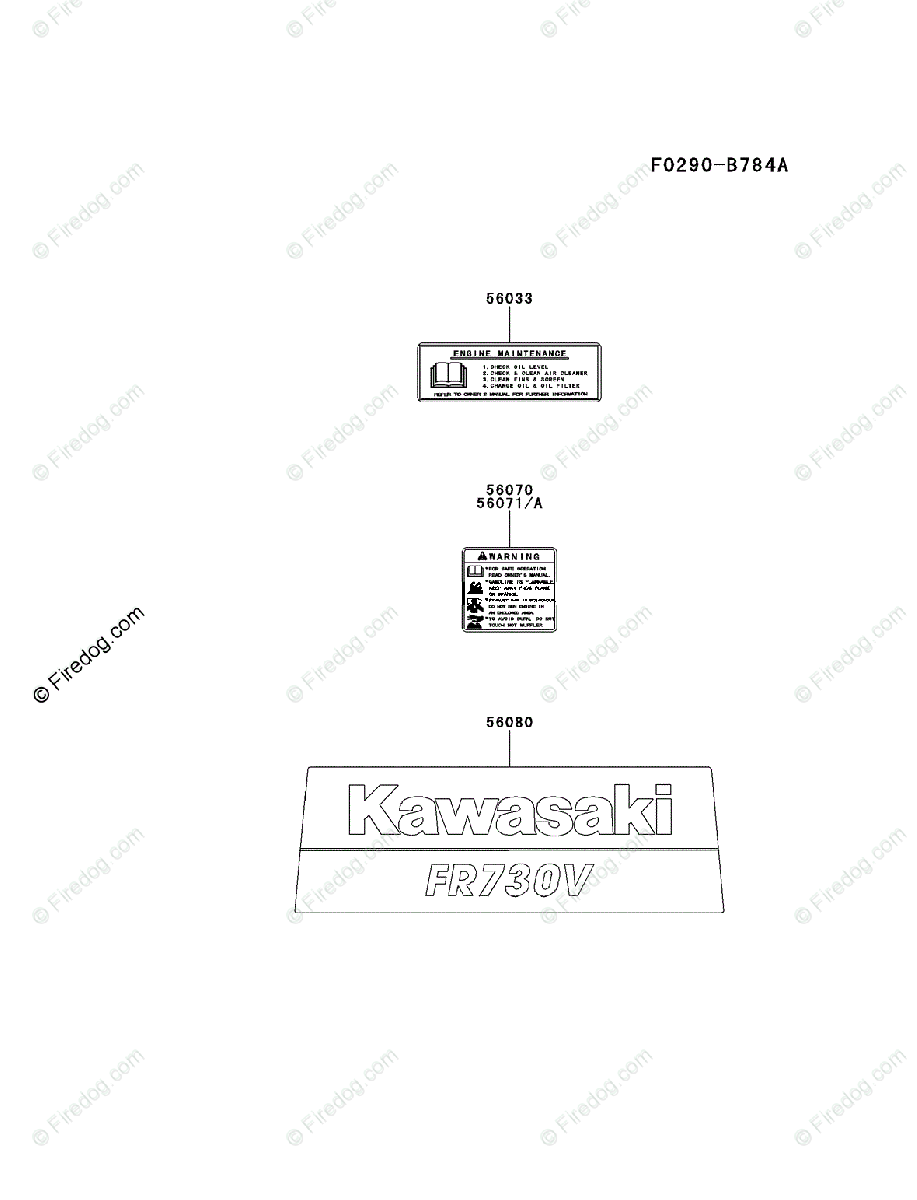 Kawasaki 4 Stroke Engine FR730V OEM Parts Diagram for LABEL | Firedog.com