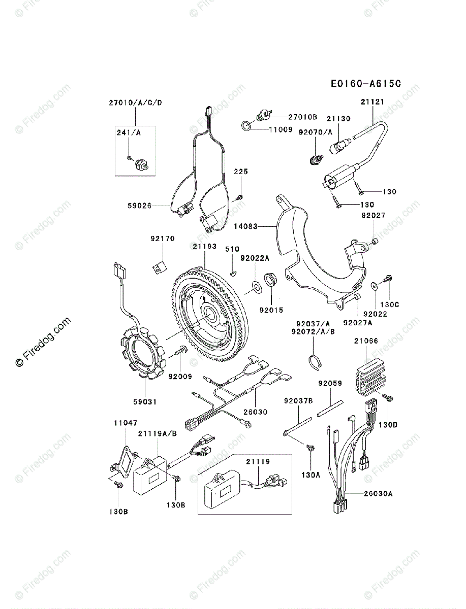 Kawasaki 4 Stroke Engine FD620D OEM Parts Diagram for ELECTRIC