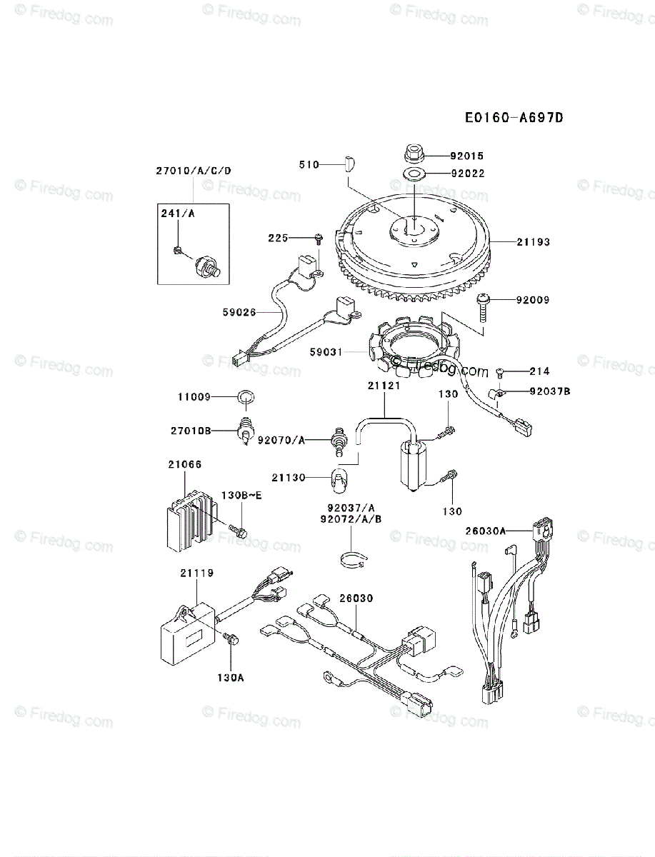 Kawasaki 4 Stroke Engine FD590V OEM Parts Diagram for ELECTRIC