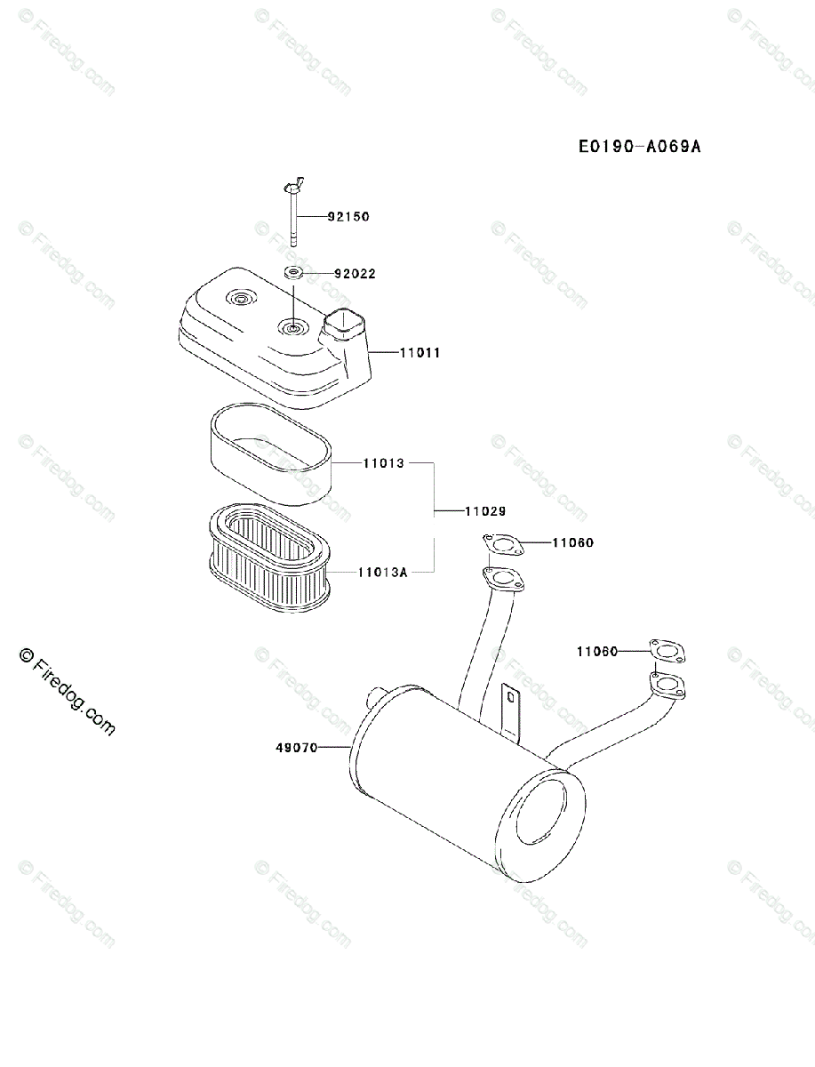 Kawasaki 4 Stroke Engine FD590V OEM Parts Diagram for AIR-FILTER