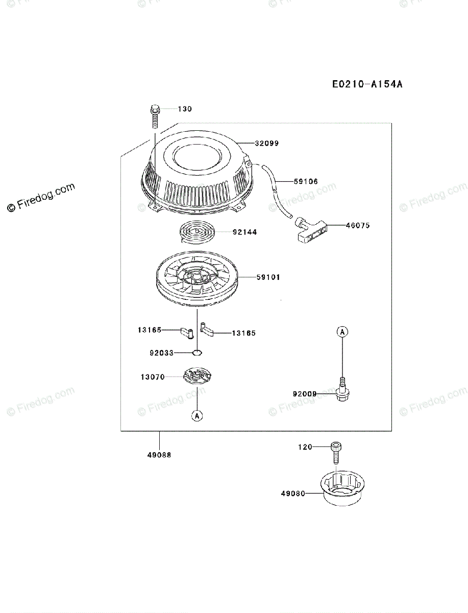 Kawasaki 4 Stroke Engine FC420V OEM Parts Diagram for Starter | Firedog.com