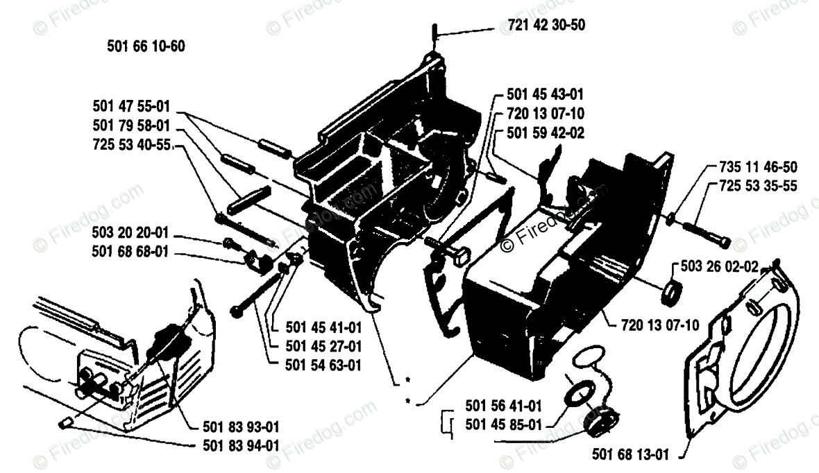 Husqvarna Chain Saw 44 (1984-01) OEM Parts Diagram for Crankcase And