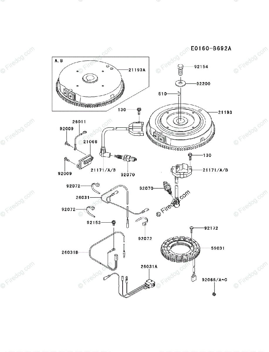 Kawasaki 4 Stroke Engine FR600V OEM Parts Diagram for ELECTRIC