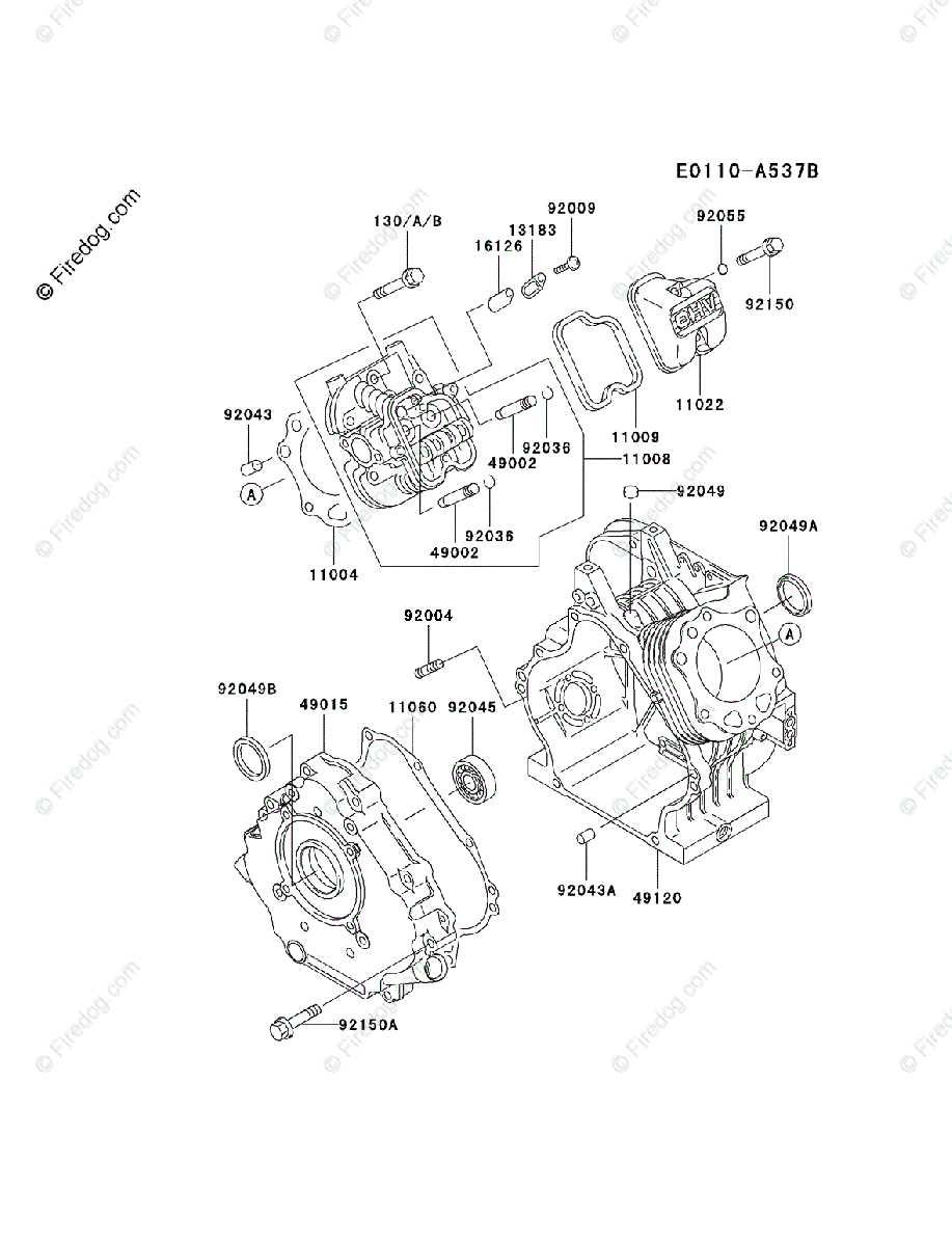 Kawasaki 4 Stroke Engine FE290D OEM Parts Diagram for CYLINDER CRANKCASE | Firedog.com