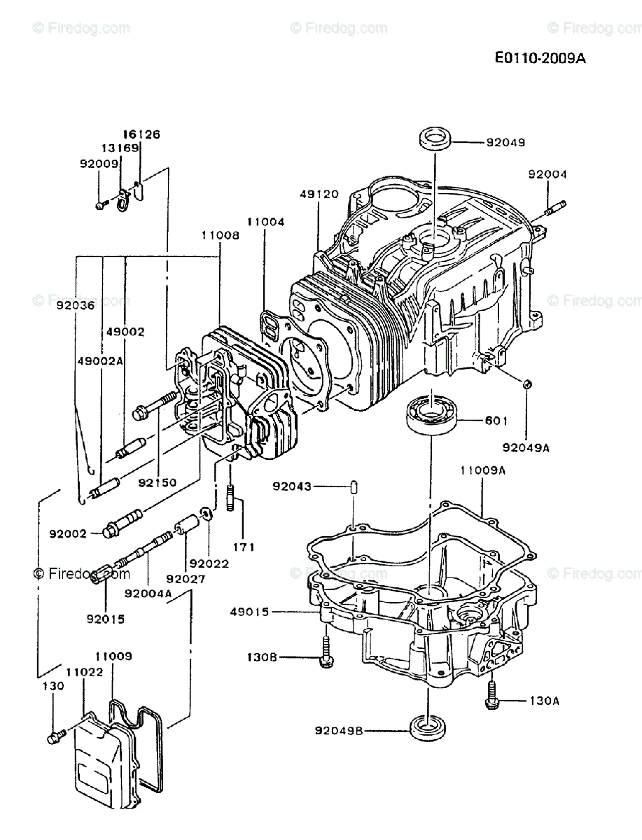 Kawasaki 4 Stroke Engine Fc540v Oem Parts Diagram For Cylinder Crankcase Firedog Com