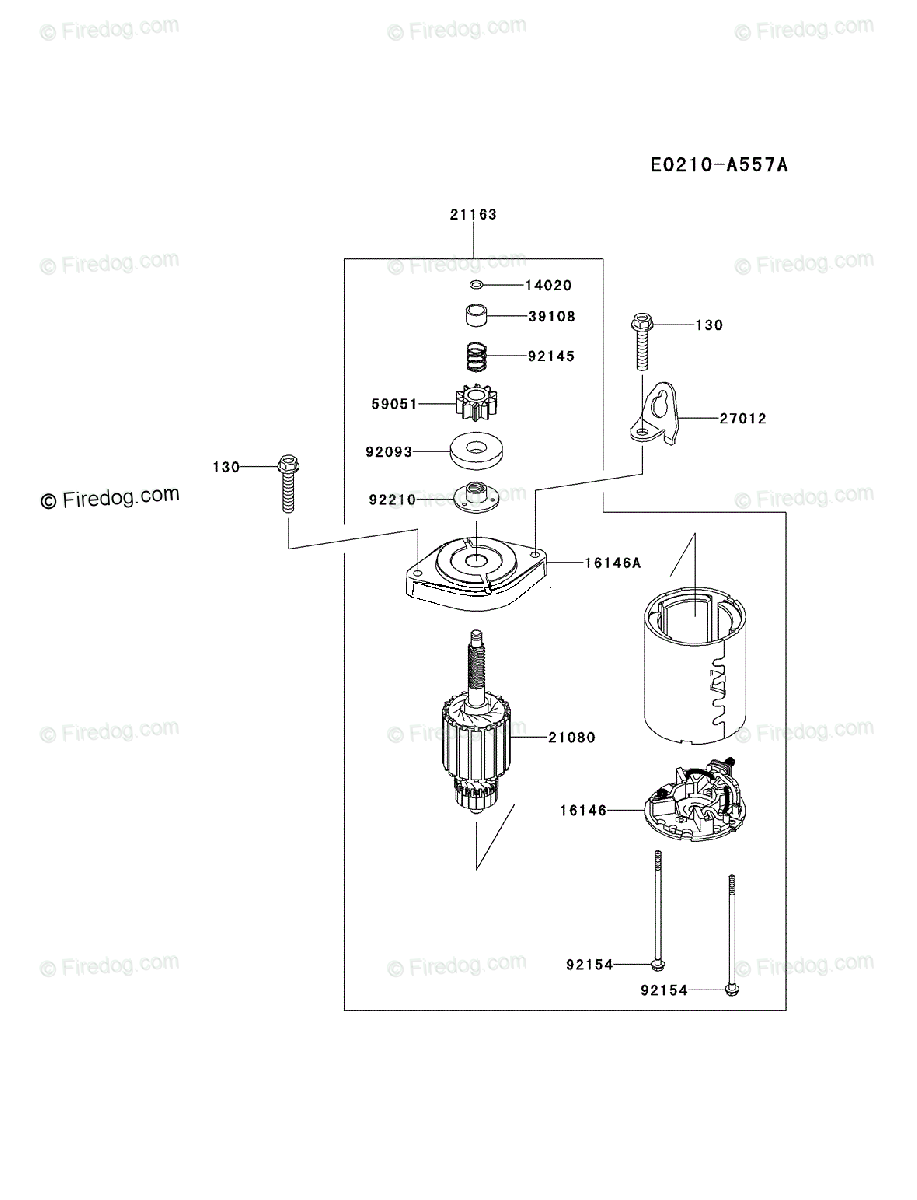 Kawasaki 4 Stroke Engine FR730V OEM Parts Diagram for Starter | Firedog.com