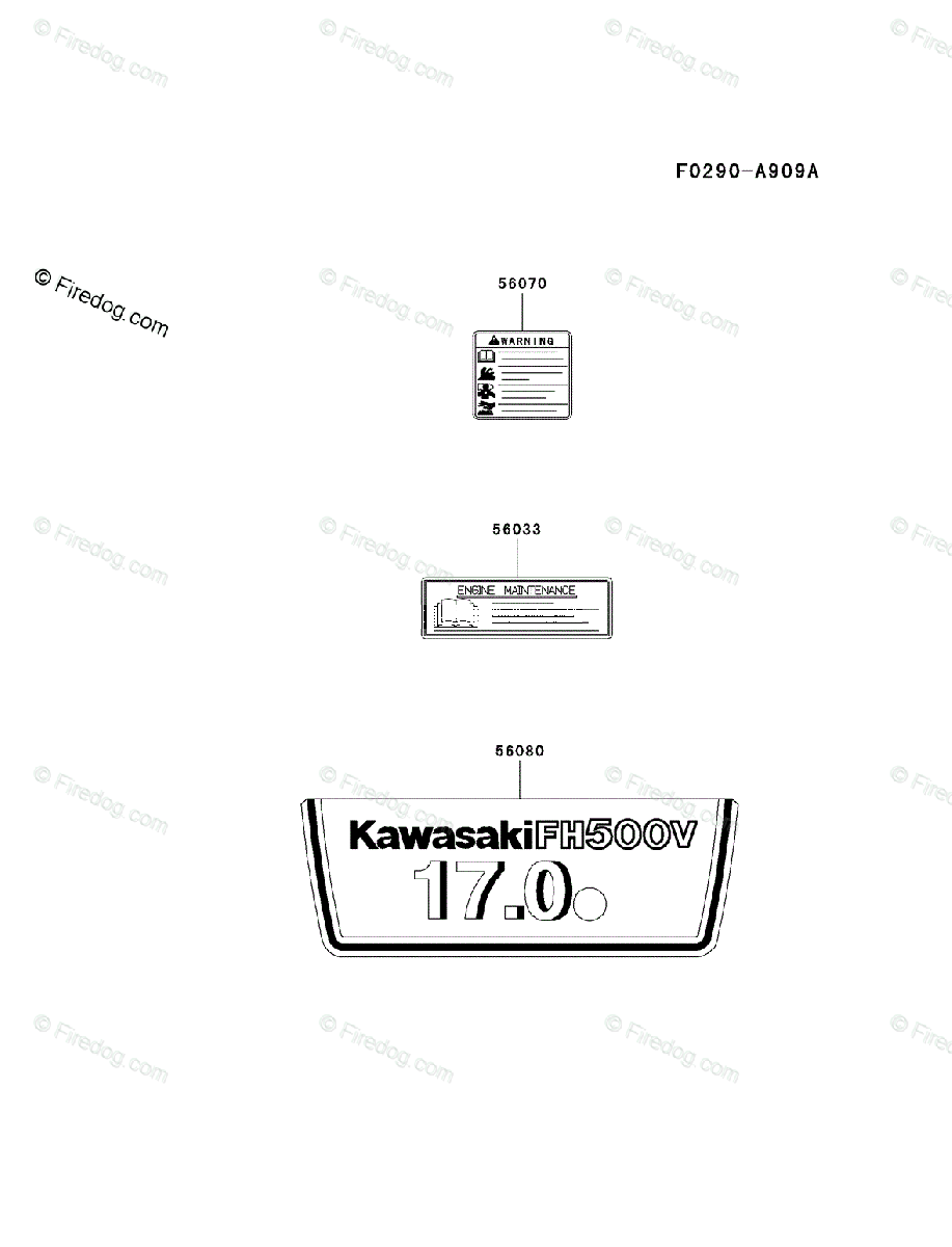 Kawasaki 4 Stroke Engine FH500V OEM Parts Diagram for LABEL | Firedog.com