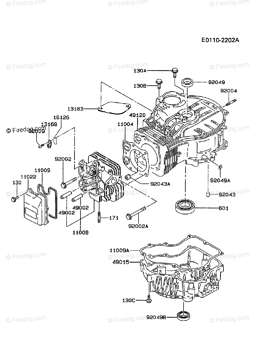 Kawasaki 4 Stroke Engine Fc4v Oem Parts Diagram For Cylinder Crankcase Firedog Com