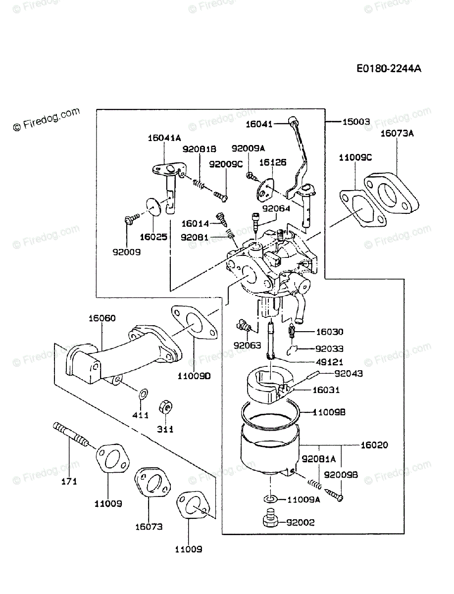 Kawasaki 4 Stroke Engine FA210D OEM Parts Diagram for Carburetor |