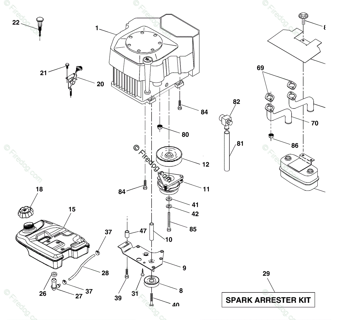 Husqvarna Ride Mower GTH 2548 B (954572004) (2004-02) OEM Parts Diagram for  Engine