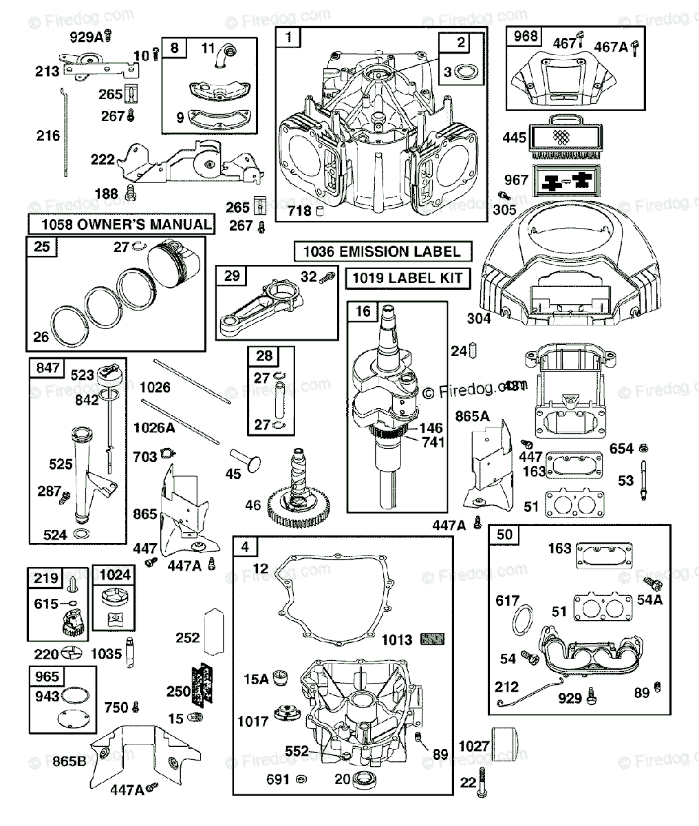 Husqvarna Ride Mower YTH 2454 T (917.279220) (2006-05) OEM Parts Diagram  for Briggs Engine (Part 1)